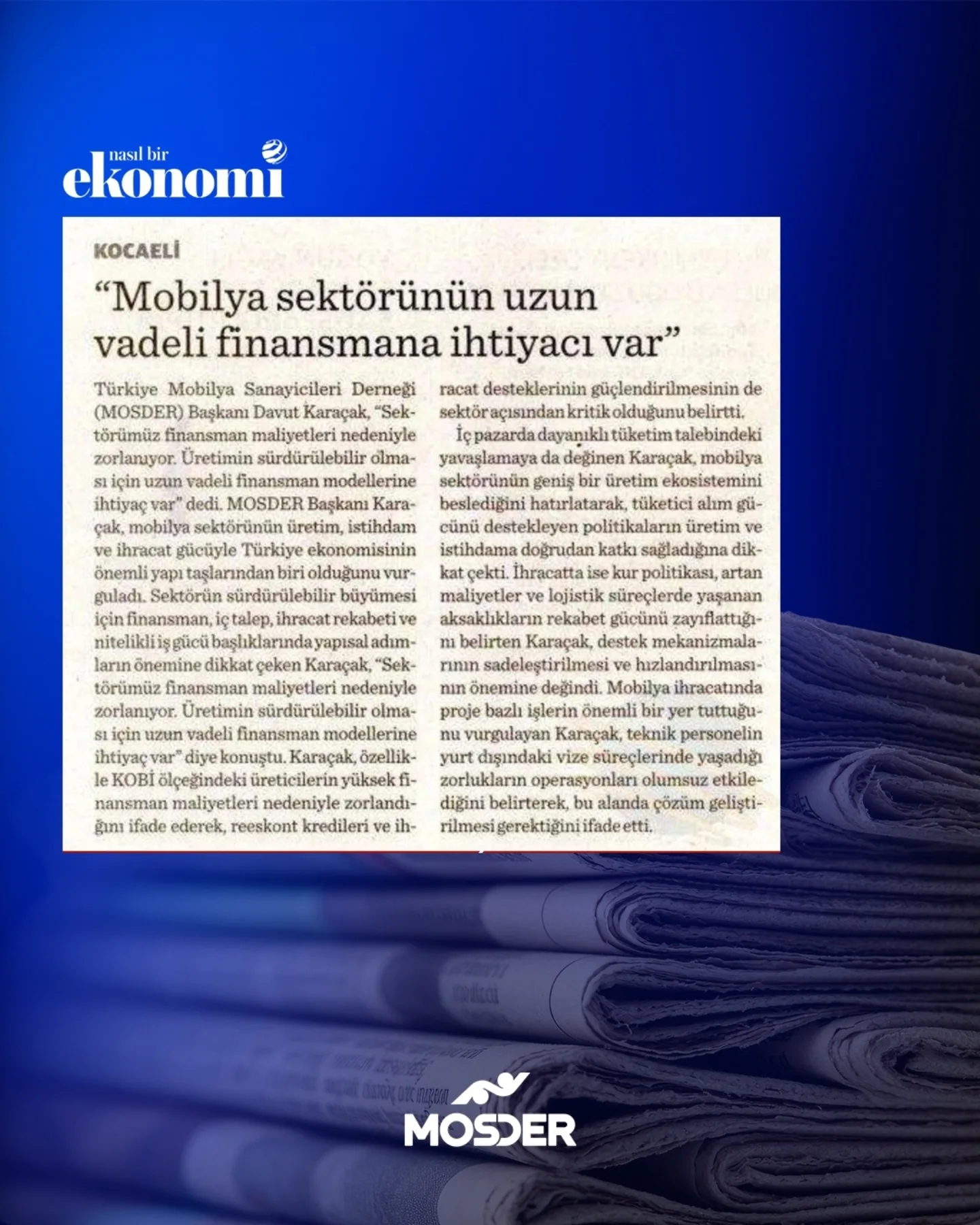 Mobilya Sektörü Uzun Vadeli Finansman Modeli İstiyor 